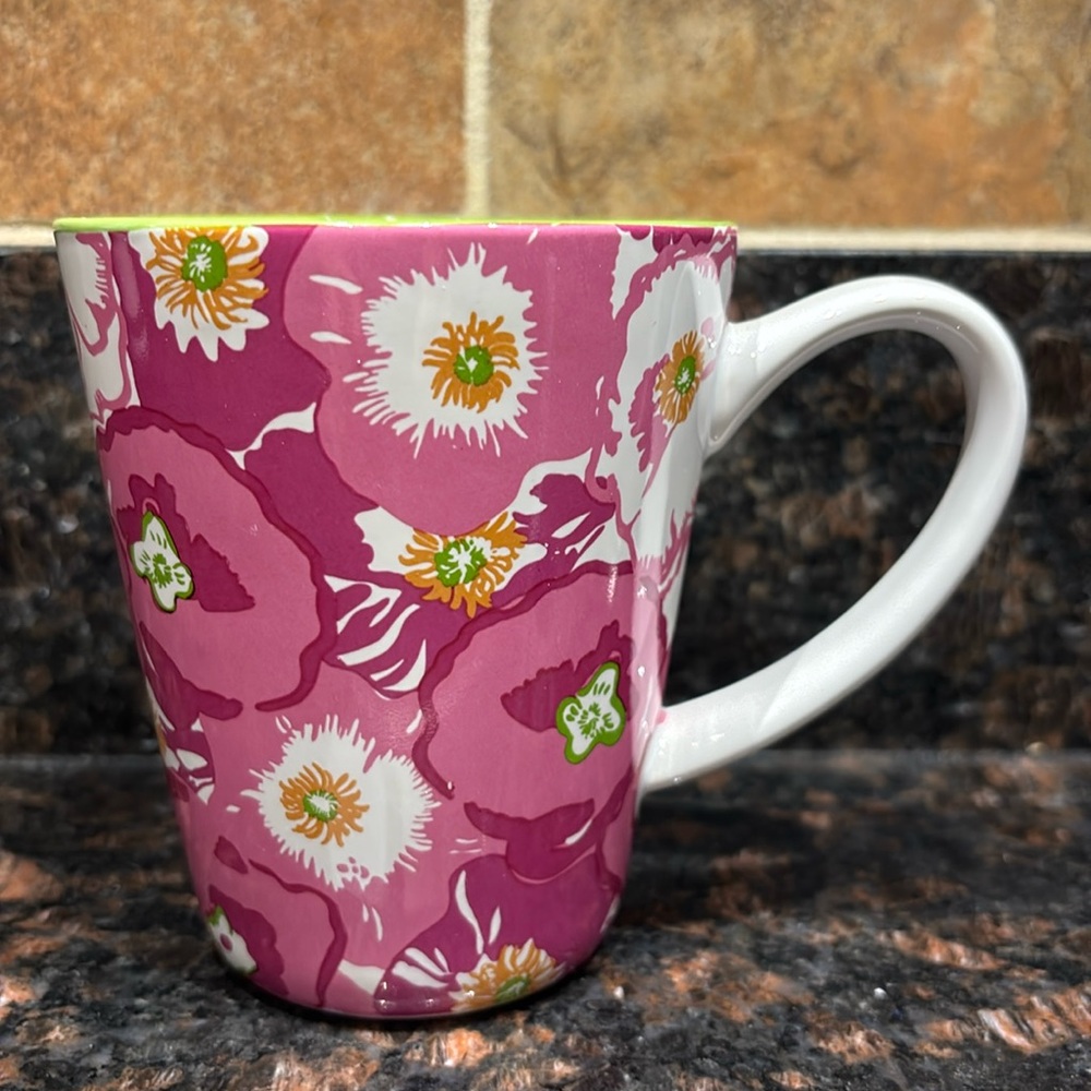 Lilly Pulitzer "Lead A Colorful Life" Pink Floral Coffee Mug Tea Mug